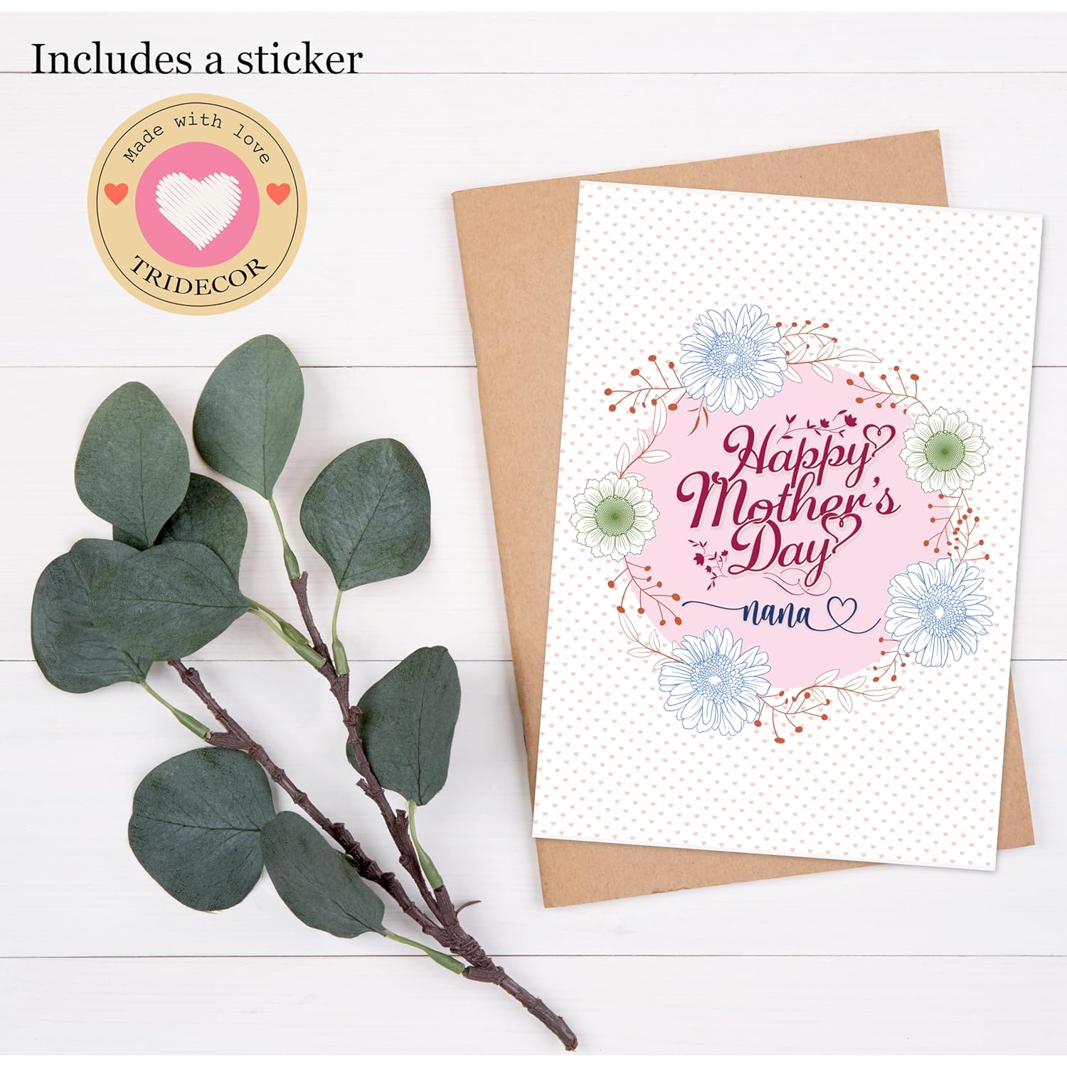 Mothers Day Card For Grandma - 5X7 Inch Folded Card Include Envelope, Sticker - Blank Inside - Sweet, Unique & Romantic Gift, Embossed By Piccafi