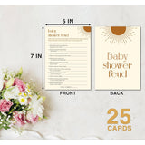 Baby Shower Feud Baby Shower Games, Boho Sun Baby Shower Decorations, Gender Reveal Games Cards For Baby Shower Party, Gender Reveal Party, Set Of 25 Game Cards (D02)