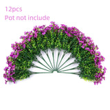 Artificial Flowers For Outdoor Indoor Garden Home Decoration, Faux Flower Daisy With Eucalyptus Leaves Fake Plants Greenery Boxwood Porch Patio, 12 Bundles (Purple)