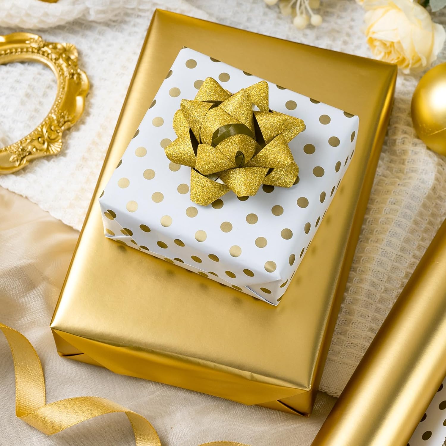 Gift Wrapping Paper Roll-Solid Color Pearly-Lustre Paper,Perfect For Wedding, Valentine'S Day,Birthday, Christmas,Baby Shower, Party - 17 Inch X 33 Feet