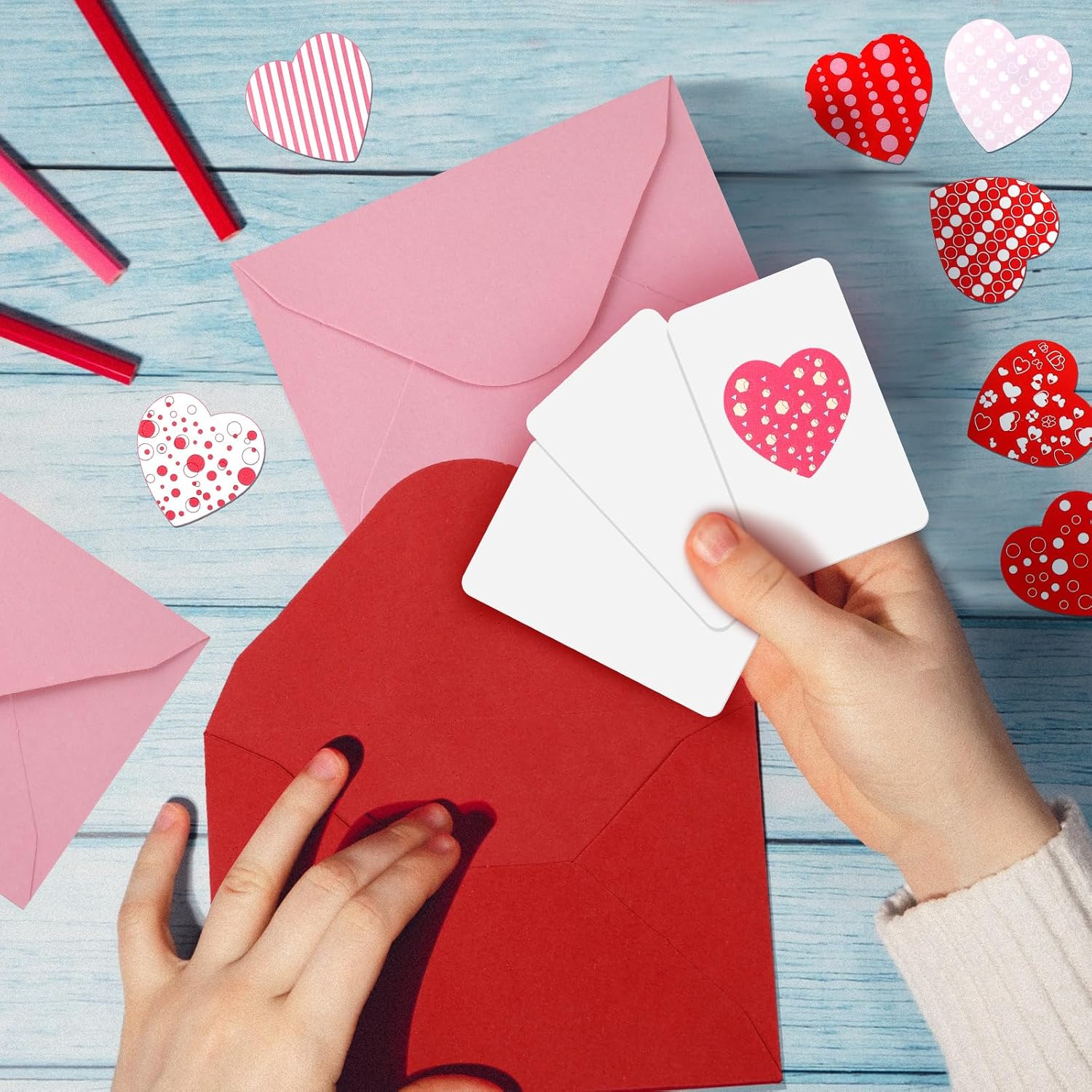 400 Set Mini Valentine Greeting Cards With Envelopes Stickers Valentine Red Pink Love Small Greeting Cards Bulk Blank Note For Galentine Day Gift Supplies(Red,Pink)