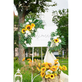 Wedding Sign Faux Flower Swag (Pack Of 2) For Ceremony Party Reception Entrance Floral Decor Wall Easel Stand For Wedding Poster Welcome Sign(Sunflower)