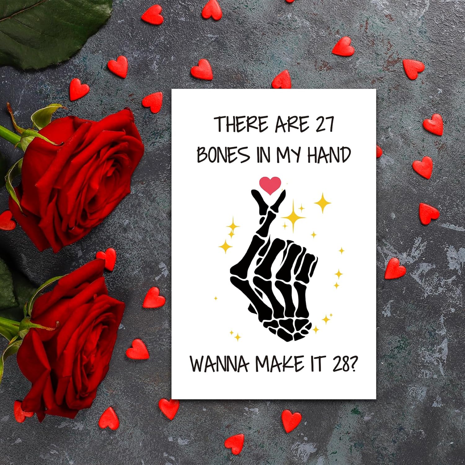Funny Valentines Day Card For Girlfriend Wife, Rude Valentine’S Day Card For Women Her, There Are 27 Bones In My Hand Wanna Make It 28
