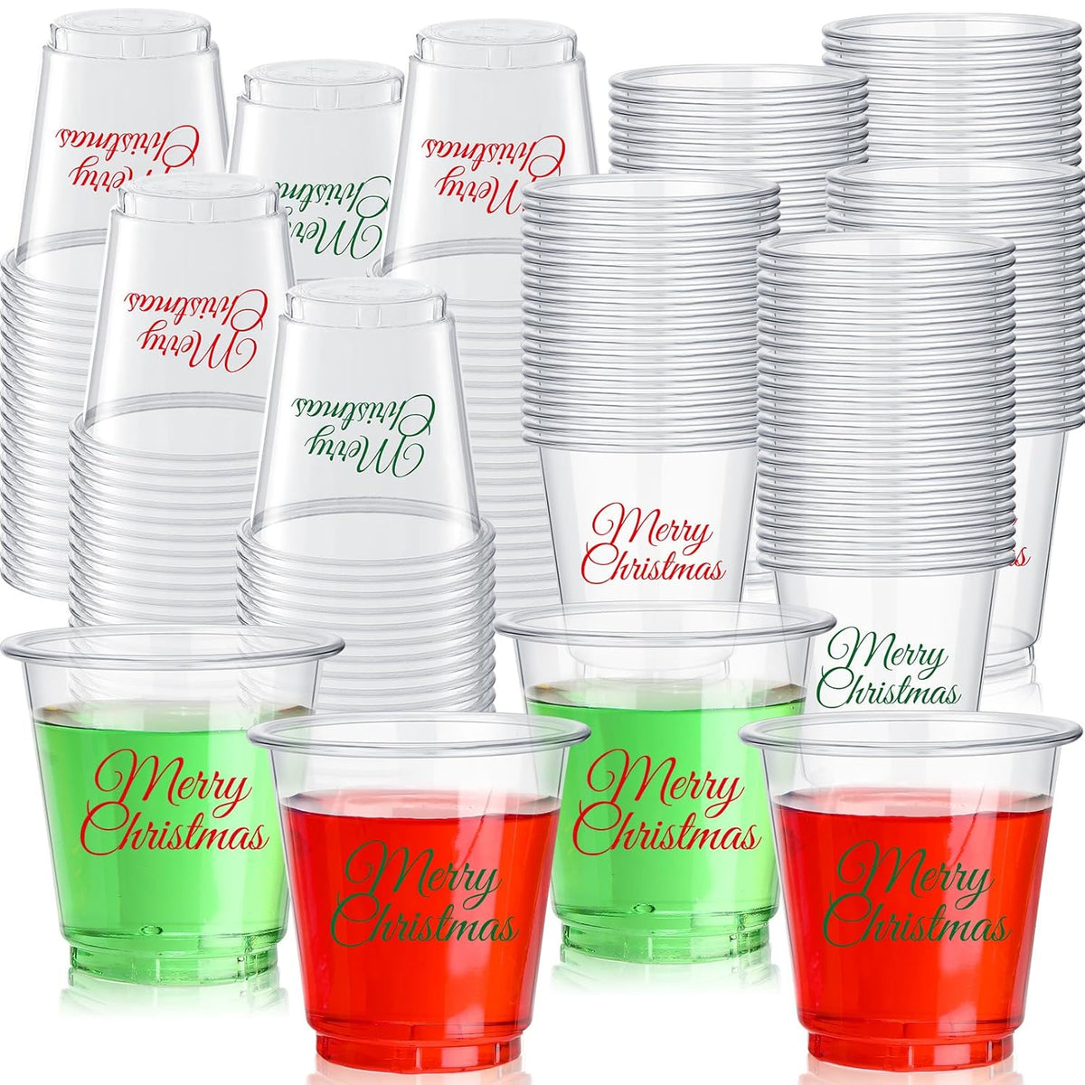 300 Pcs 3 Oz Merry Christmas Plastic Shot Cups Clear Disposable Small Drinking Cups Whiskey Tasting Food Samples Perfect For Christmas Party Favors Supplies Coffee Wine Cold Drinks Tasting