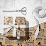 50Th Birthday Wrapping Paper Roll, Black Design, 17 Inches X 16.4 Feet, 1 Count (Pack Of 1), Perfect For Birthday, Party, Holiday Gifts