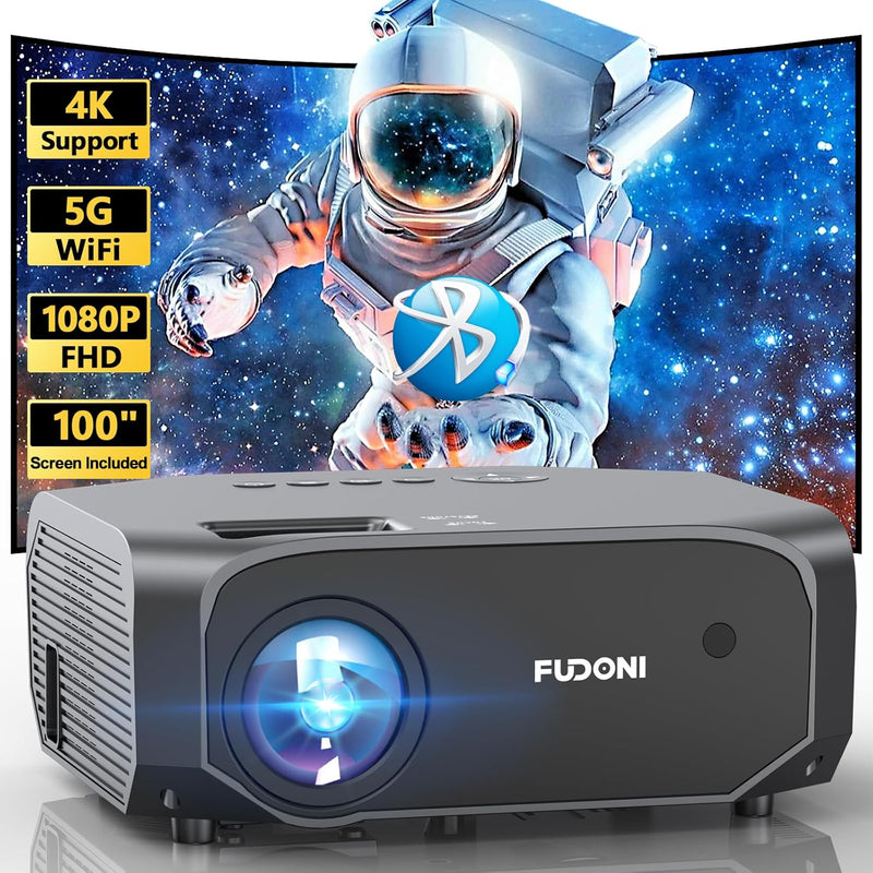 Projector With 5G Wifi And Bluetooth, 12000L Outdoor Movie Projector Native 10