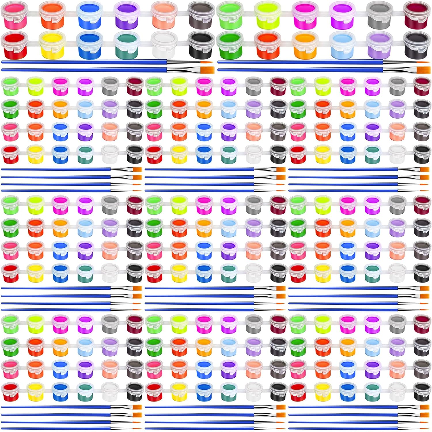 560 Pcs 24 Colors Mini Acrylic Paint Bulk For Kids Adults,20 Set Washable Craft Painting Kit, Acrylic Paint Strips Container With 40 Pcs Paintbrushes For Home Classroom Party Favors Paiting Gifts