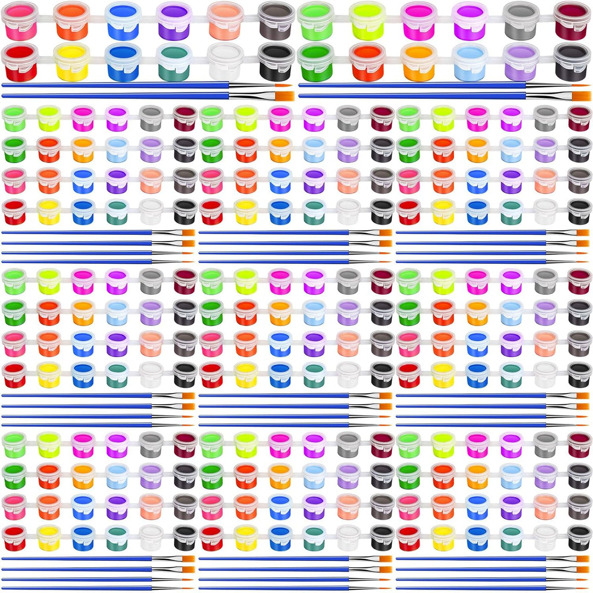 560 Pcs 24 Colors Mini Acrylic Paint Bulk For Kids Adults,20 Set Washable Craft Painting Kit, Acrylic Paint Strips Container With 40 Pcs Paintbrushes For Home Classroom Party Favors Paiting Gifts