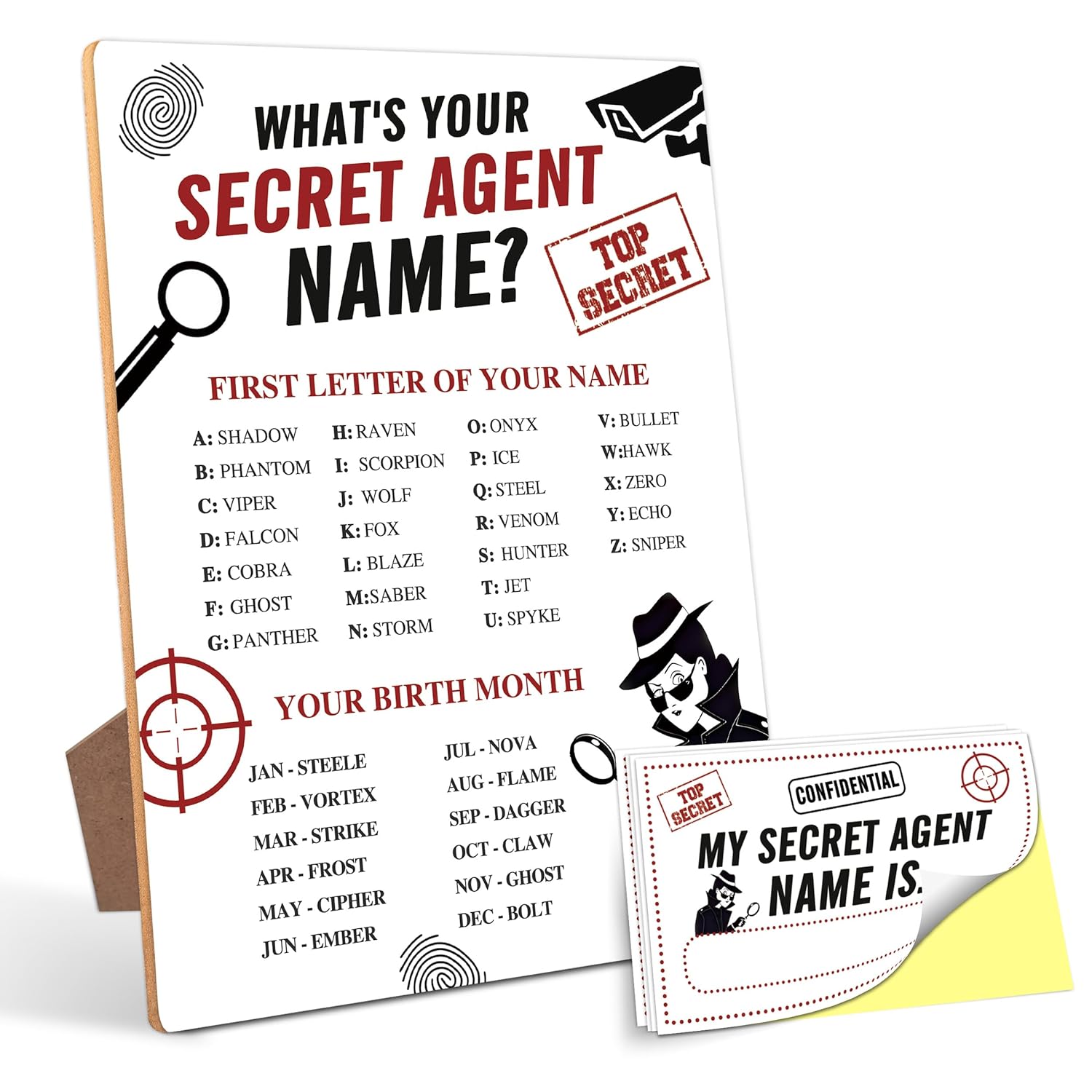 Secret Agent Birthday Party Decoration, Secret Agent Party Game, What'S Your Secret Agent Name, Perfect For Secret Agent Birthday Party Activities, 30Pcs Sticker Name Cards For Birthday Party Supply