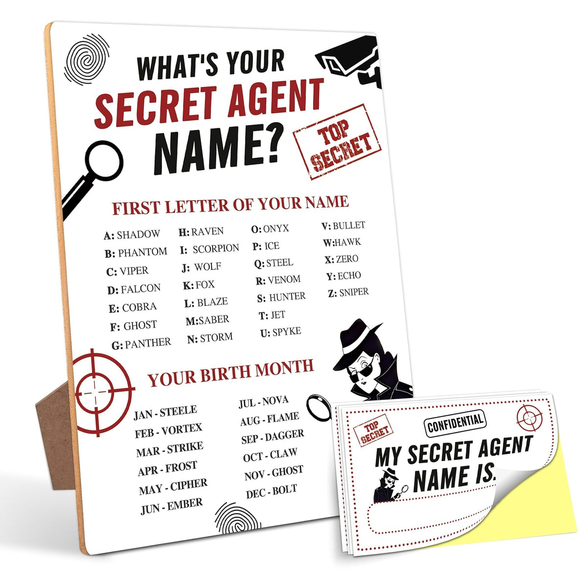 Secret Agent Birthday Party Decoration, Secret Agent Party Game, What'S Your Secret Agent Name, Perfect For Secret Agent Birthday Party Activities, 30Pcs Sticker Name Cards For Birthday Party Supply