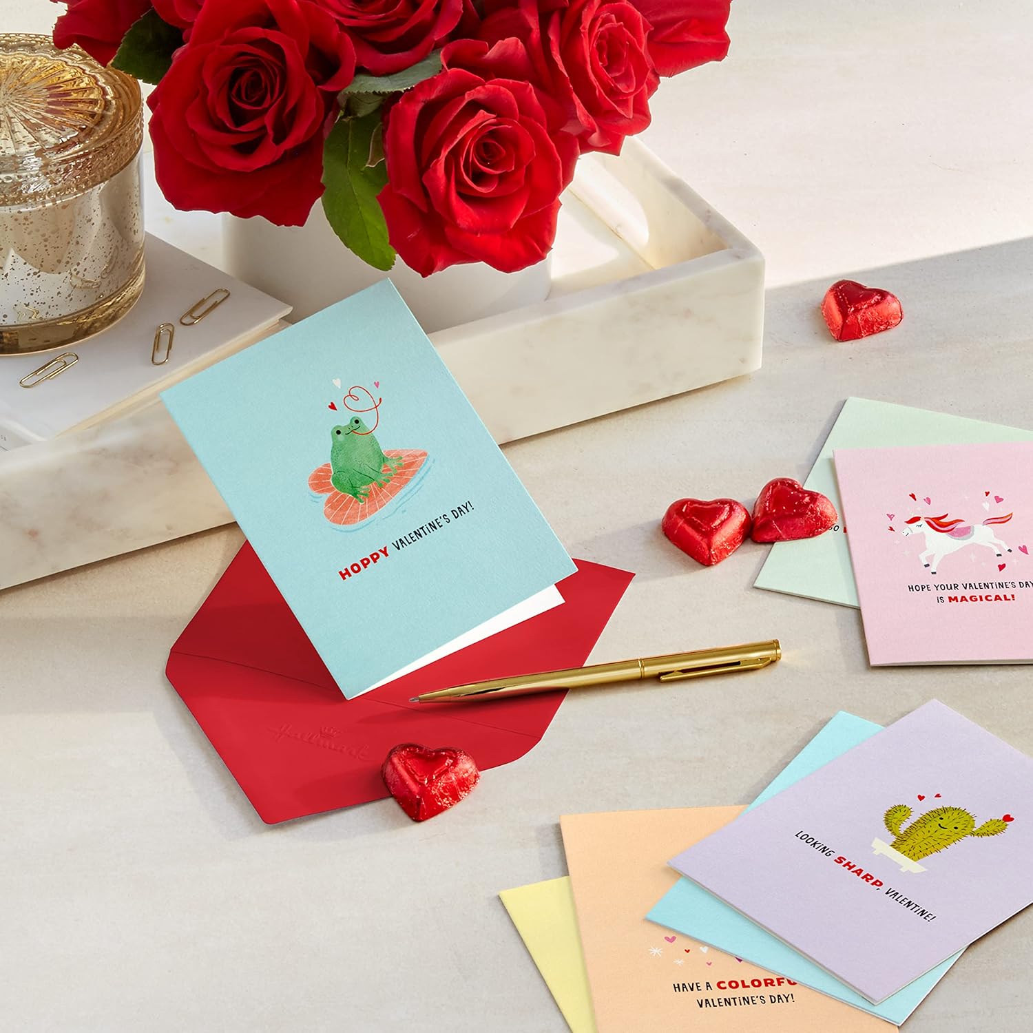 Hallmark Valentines Day Cards for Kids School, Animal Puns (36 Blank Classroom Valentines with Envelopes)