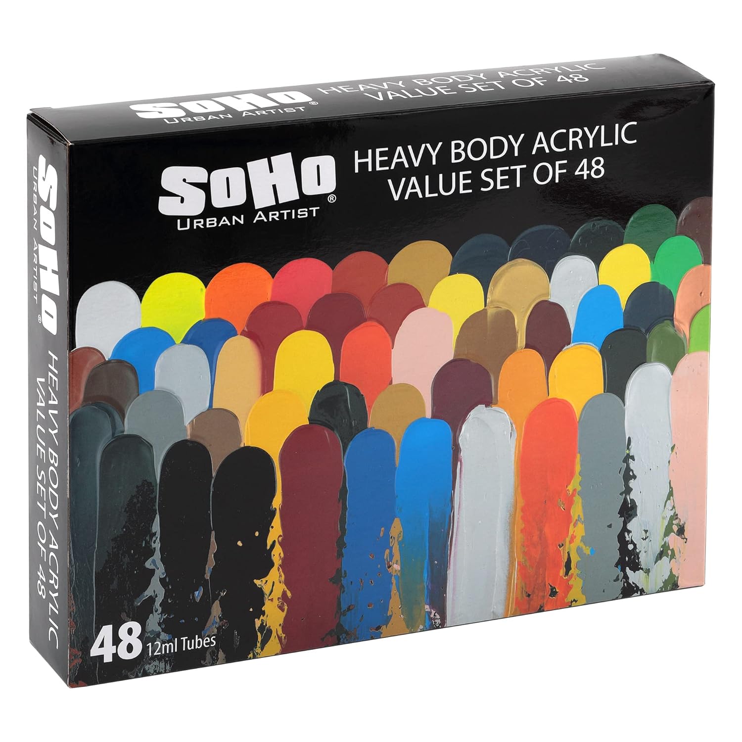 Acrylic Paint - Thick, Rich, Water-Resistant, Heavy Body Paint, Assorted, Set Of 48-12Ml