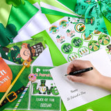24 Pcs St Patrick'S Day Card With Envelope Clover Gold Coins Stickers Green Shamrock Gold Coin Irish Assorted Greeting Cards For St Patrick'S Day Party Favor, 12 Style