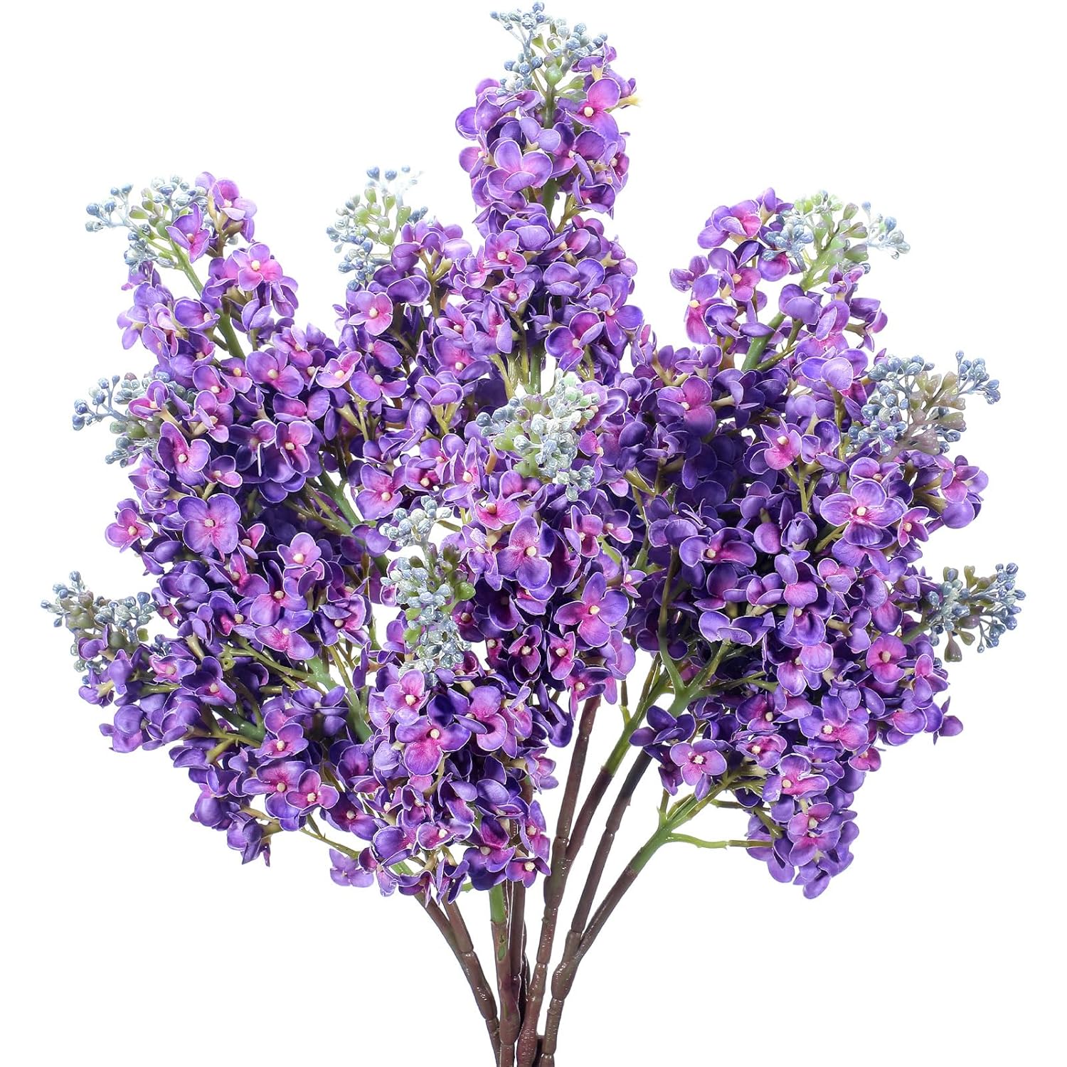 6 Pcs 25 Artificial Lilac Flowers Fake Delphinium Antirrhinum Stem Silk Flower Faux Floral Arrangement For Vase Table Centerpiece Wedding Bouquet Home Decoration (Purple)