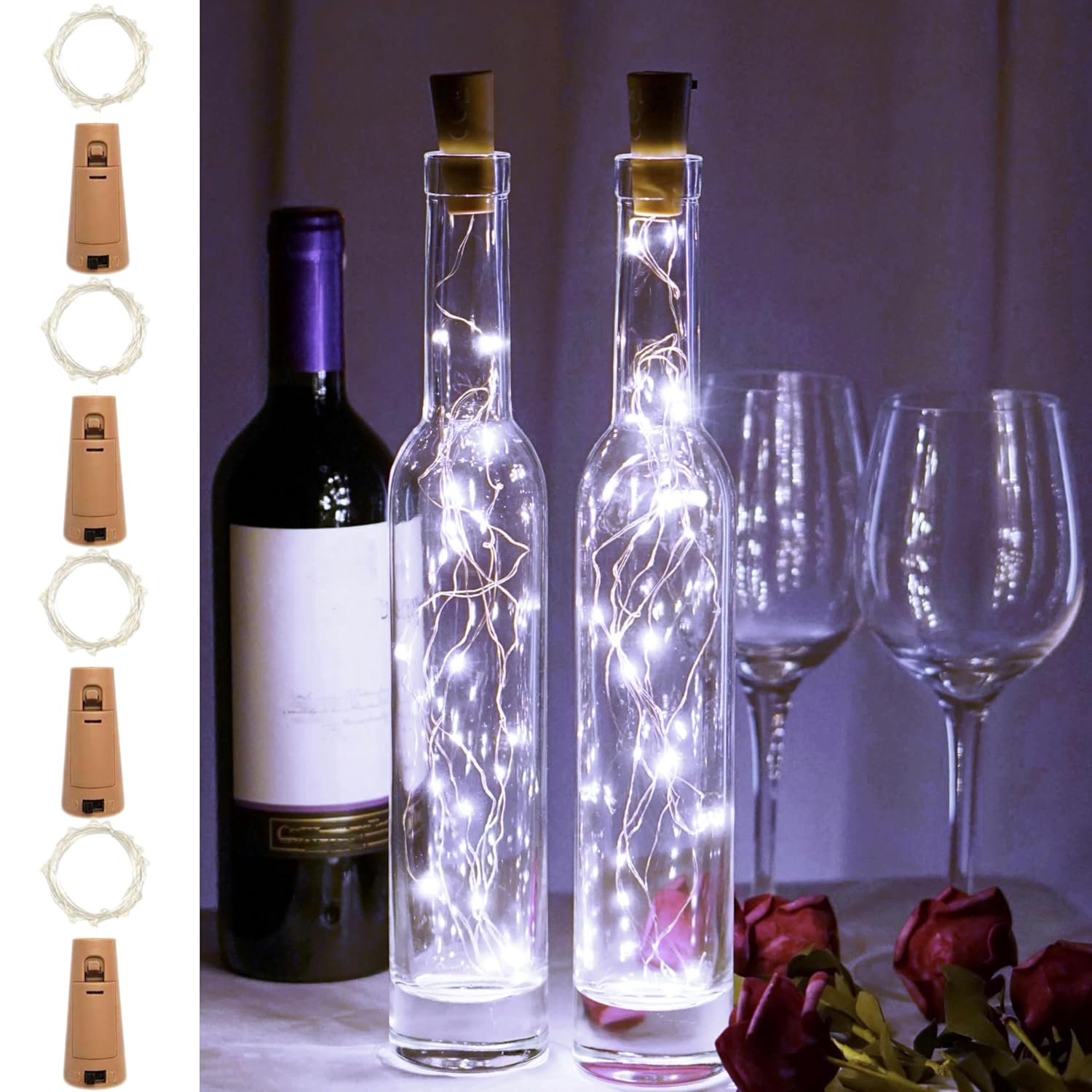 Wine Bottle Lights 20 Leds Cork Lights Waterproof Battery (Included) Operated Fairy Mini String Lights For Diy Jar Indoo