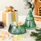 3 Pcs 10 Oz Christmas Tree Glass Candle Jars Mercury Glass Tree Decorative Xmas Empty Green Containers Bulk Refillable Storage For Christmas Holiday Candle Making Tea Biscuits Party Favors