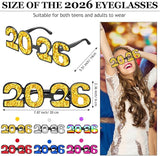 6 Pairs 2026 Glitter New Year Glasses Colorful Party Eyewear Props