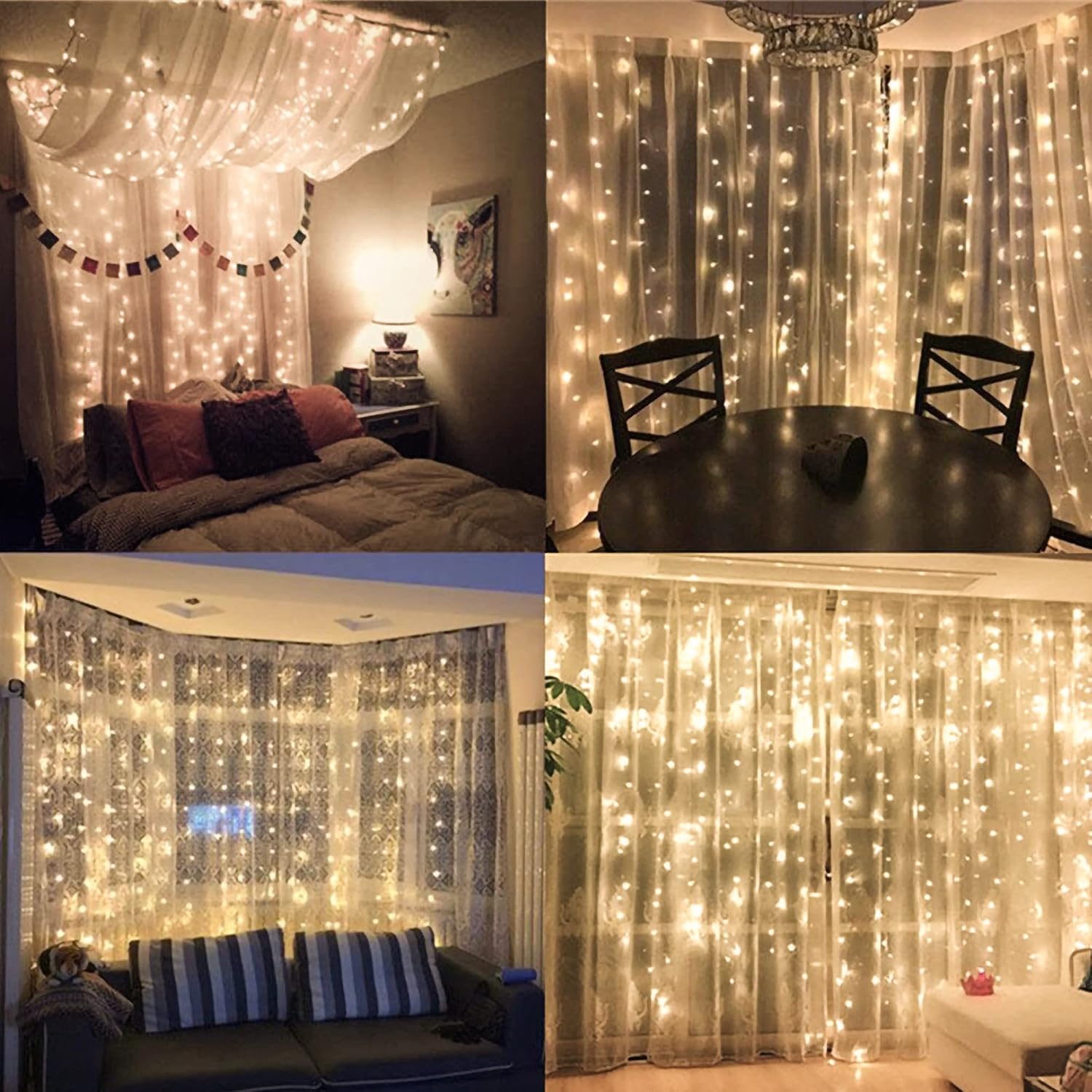 300 Led Curtain String Lights, Twinkle Fairy Lights For Bedroom With 8 Lighting Modes, Usb Christmas Lights For Party Ho
