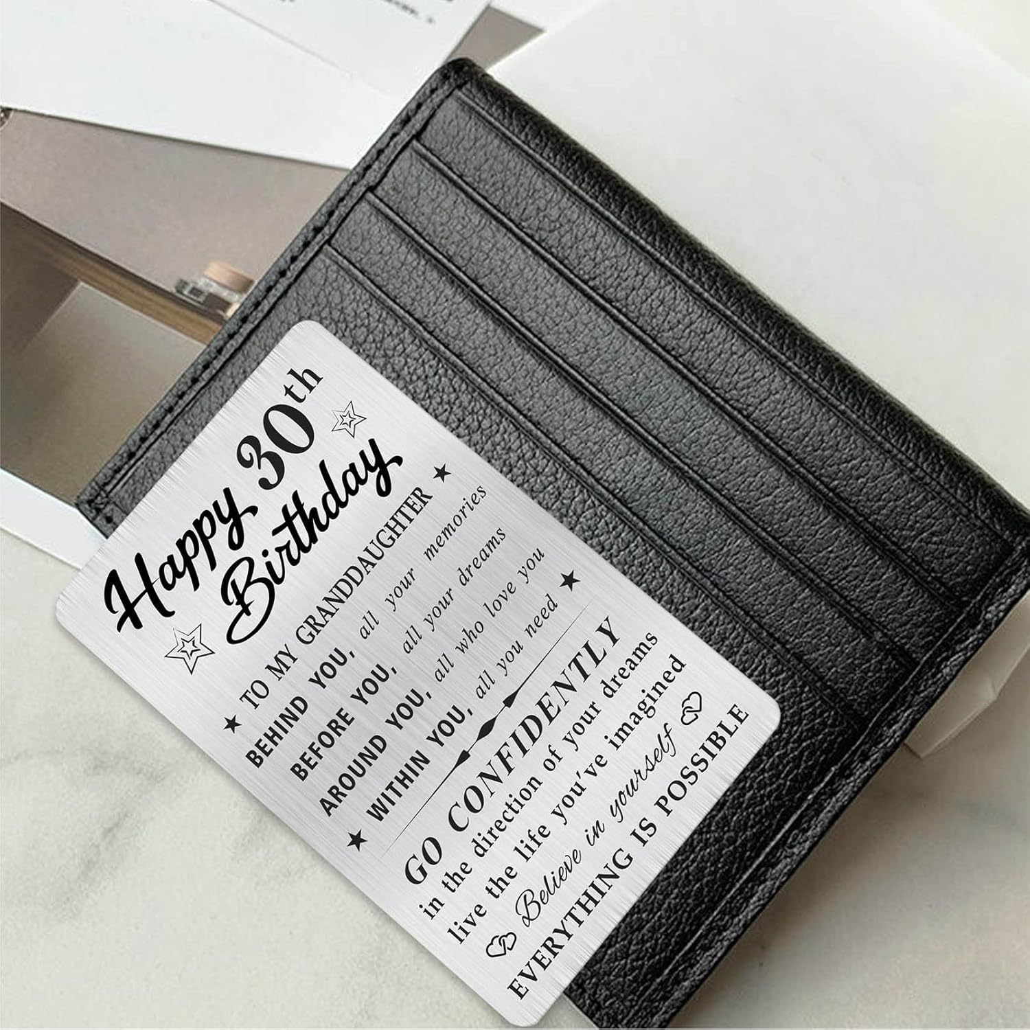 Granddaughter 30Th Birthday Card, Happy 30 Birthday Granddaughter Gifts Ideas, Small Engraved Wallet Card