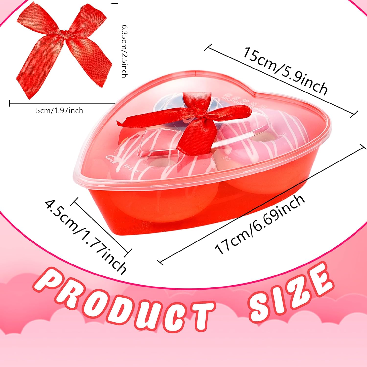 30 Pcs 22 Oz Valentine'S Day Heart Shaped Containers With Red Bows Plastic Heart Shaped Box With Clear Lid Food Storage Containers For Valentine Fruit Vegetable