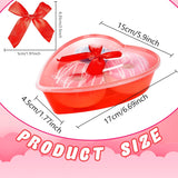 30 Pcs 22 Oz Valentine'S Day Heart Shaped Containers With Red Bows Plastic Heart Shaped Box With Clear Lid Food Storage Containers For Valentine Fruit Vegetable