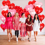 Red Pink Rose Gold Heart Shaped Balloons, 15 Pcs 18 Inch Valentines Day Foil Heart Balloons For Valentine'S Day Wedding Bridal Shower Anniversary Engagement Party Supplies Decorations