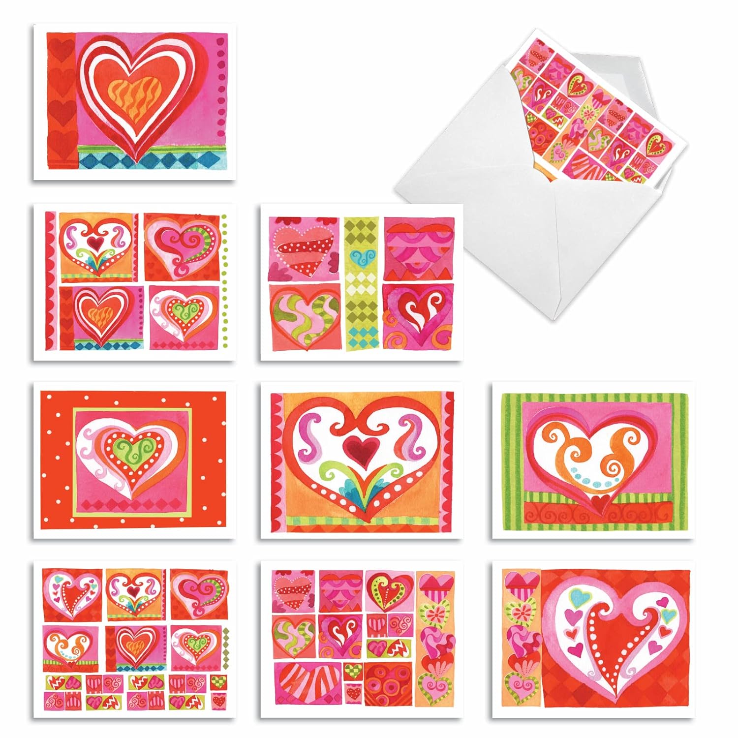 10 Assorted Mother'S Day Notecards Bulk Box Set 4 X 5.12 Inch With Envelopes (10 Designs, 1 Each) Art Hearts Am6725Mdg-B1X10