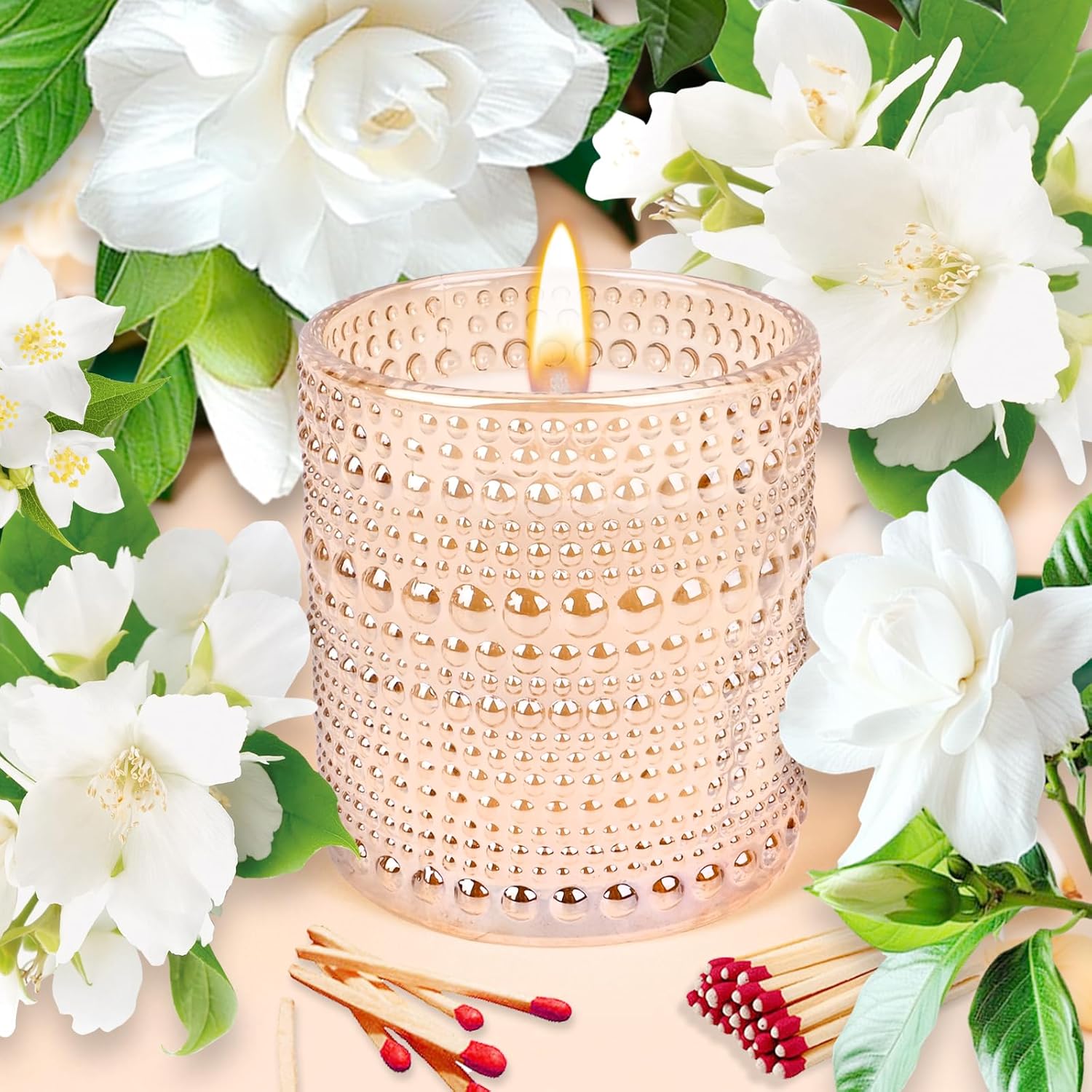 Gardenia Scented Candle, Candles For Home Scented, Gardenia Candle, Luxury Jar Candle For Women, Natural Soy Candles, 6 Oz 40 Hours