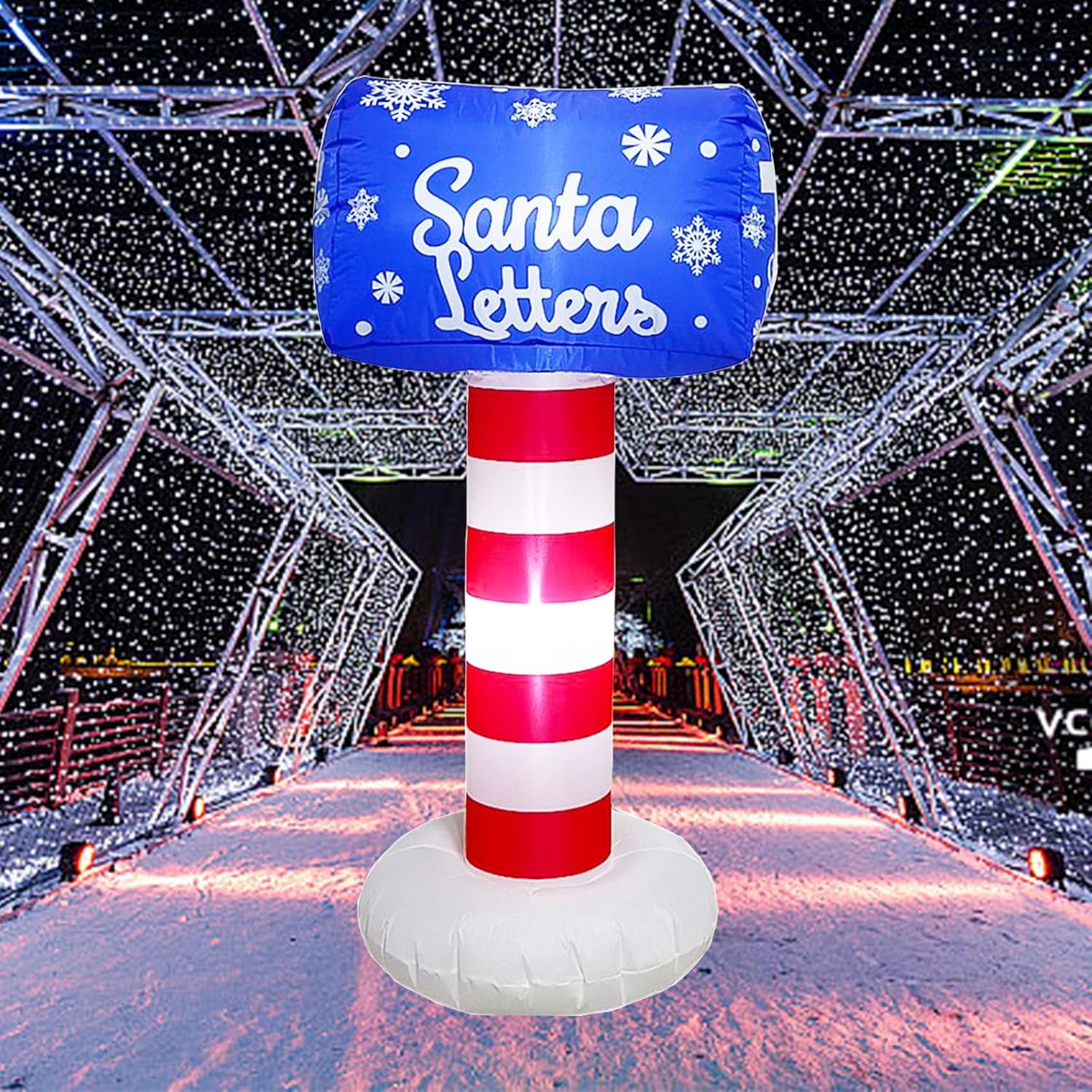 Inflatable Christmas Outdoor Decoration Mailbox - 4 Ft Santa Letters Blow Up With Built-In Led Lights For Christmas Outd