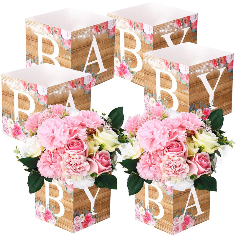 6 Pcs Rustic Floral Baby Shower Decorations Baby Flower Boxes Centerpi