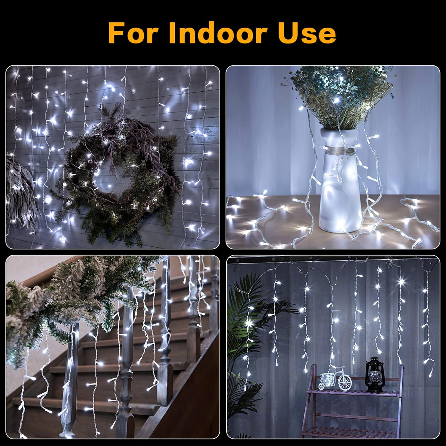 Christmas Lights Outdoor, 33Ft 400 Led Icicle Lights For Outside, Plug In Curtain String Lights With 8 Modes Waterproof