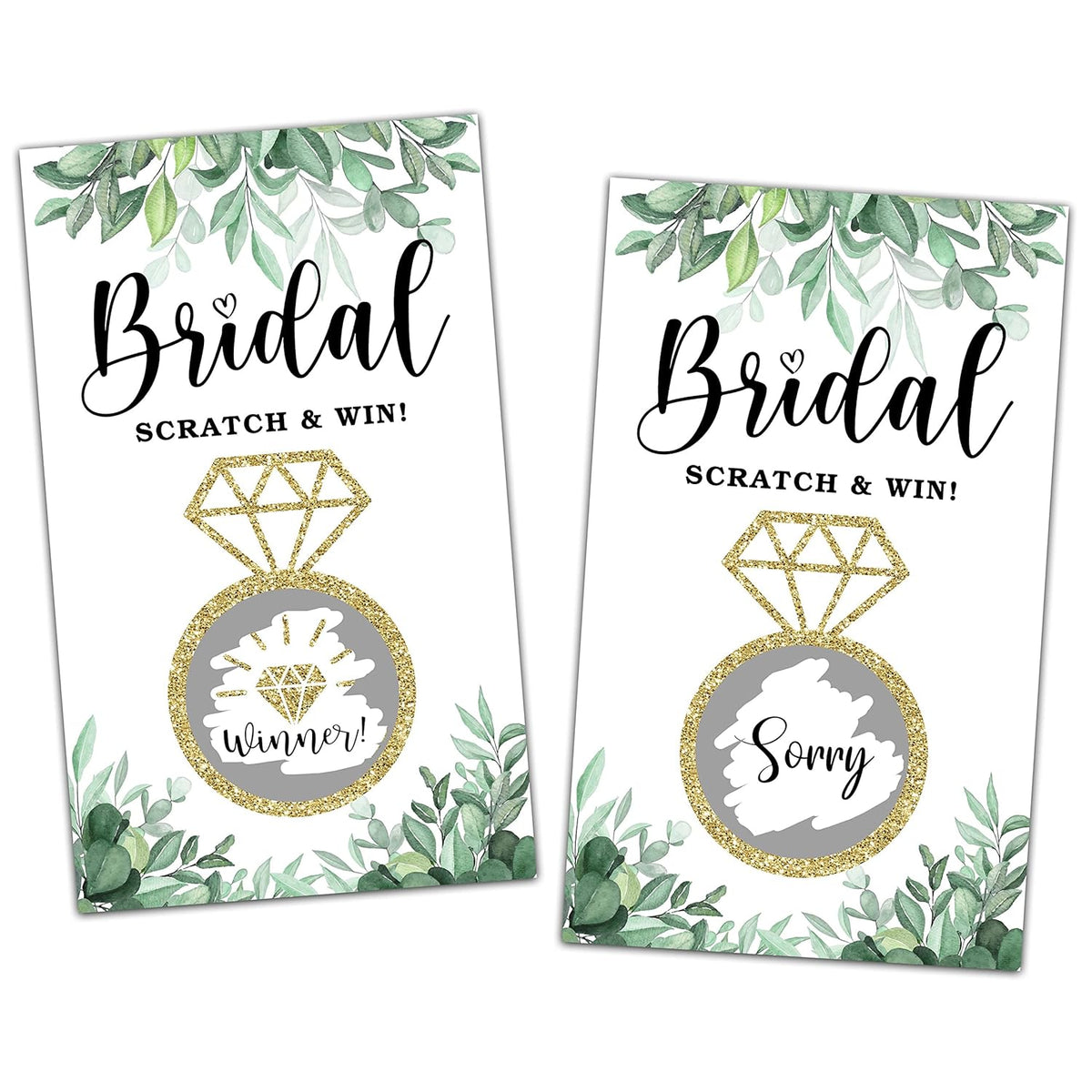 Bridal Shower Scratch Off Game Cards, Neutral Greenery Bridal Raffle Lottery Tickets, Eucalyptus Scratch Off Game For Wedding, Engagement/Bachelorette Party Supplies Decorations (50 Pack)-08