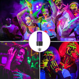 LED Black Light Bulbs 2 Pack 15W UV Blacklight 395nm 400nm E26 Base Glow Party Halloween Lighting