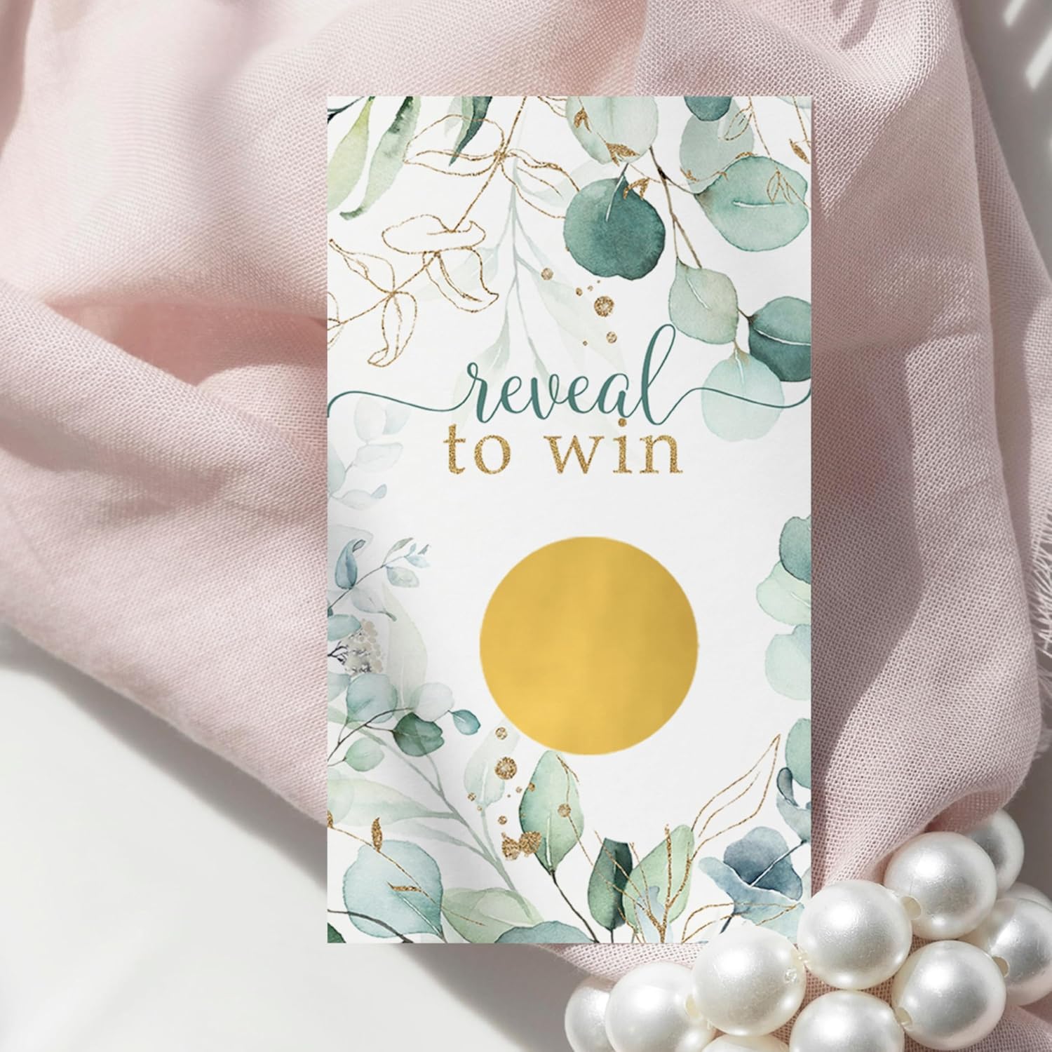 Greenery And Gold Bridal Shower Games - 30 Pack - Fun Scratch Off Raffle Cards For Weddings, Showers, Engagements & Receptions - Elegant Floral Theme