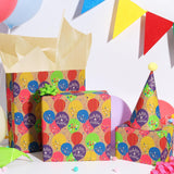 Kraft Wrapping Paper Roll Colorful Balloons Design Perfect For Birthday Holiday Wrap 17 Inch X 33 Feet