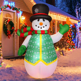 6Ft Christmas Inflatable Outdoor Decoration, Snowman In Vest, Navidad Blow Up Yard Decor With Built-In Led Light For Law
