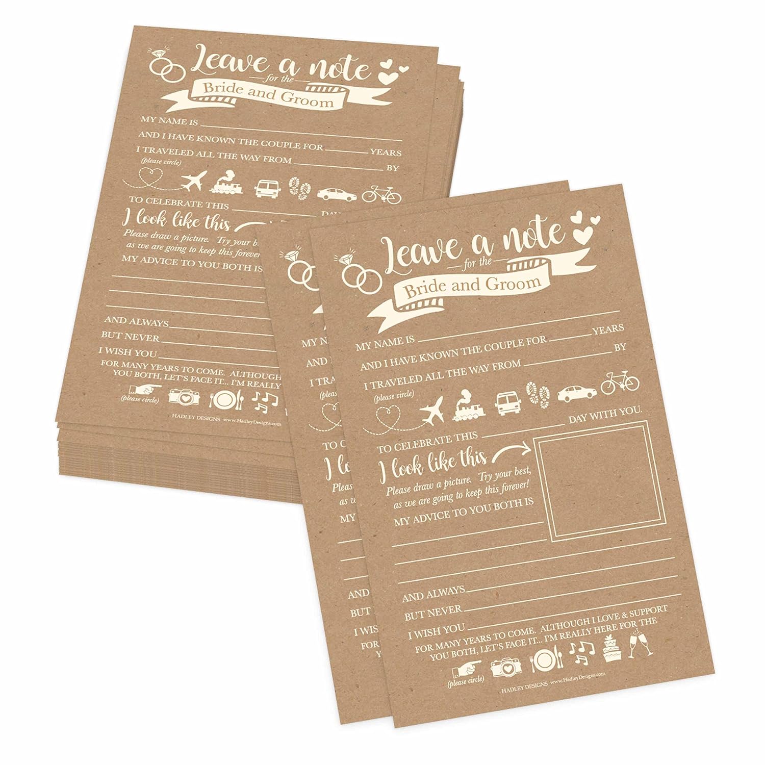 25 Wedding Advice Cards For The Bride And Groom, Rustic Bridal Shower Games For Guests, Guest Book Alternative, Card Boxes For Reception, Advice For The Bride Shower Games