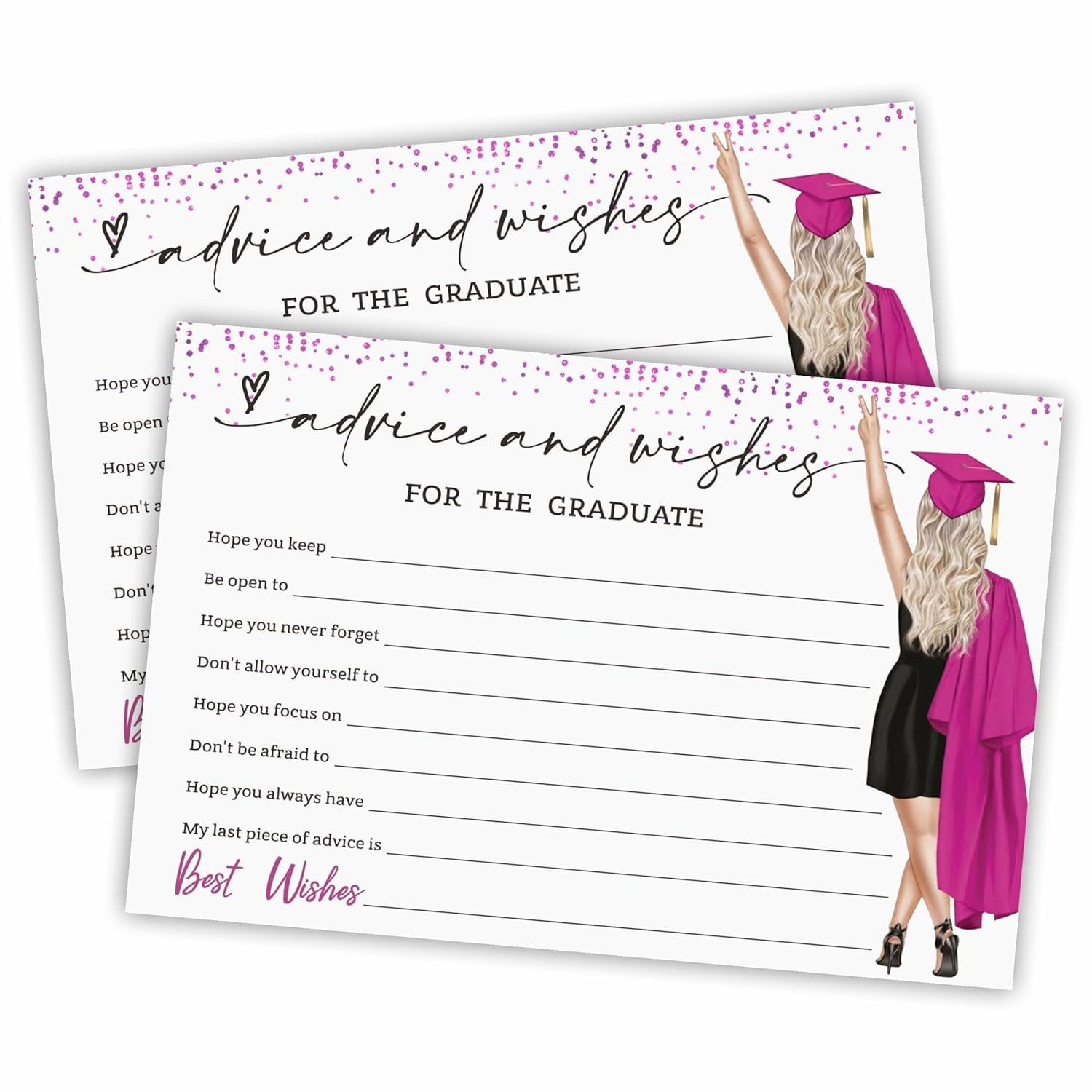 2025 Graduation Advice Card - Blessings And Advice For Girl Graduates, 30 Pink Modern-Style Fill-In Suggestion Cards?With Envelopes?, Graduation Party Decorations? Activity Supplies & Favors - A05
