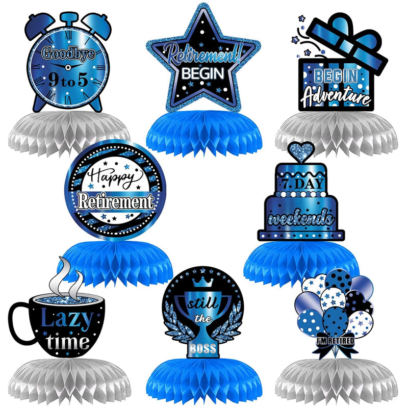 Blue And Silver Retirement Party Decorations For Women And Men, Happy