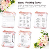 220 Pieces Bridal Shower Game Set 5 Sets (40 Cards Each) Wedding Game Cards And 20 Pieces Pencils Printed Words Editable Bride Groom Wedding Bachelorette Engagement Party Supplies(Pink Balloon)