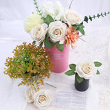 Artificial Flower Fake Rose Silk Rose 16Pcs Real Looking Fake Flowers With Stems For Diy Wedding Bouquets Tables Centerpieces Floral Arrangements Festival Decoration (Beige)