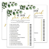 Bridal Shower Games - Greenery Engagement Party Game Cards For Wedding, Bachelorette Party - Bridal Shower Decorations - He Said She Said - 30 Cards(002)