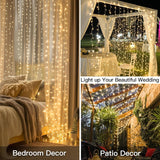 Curtain Lights For Bedroom, 300 Led 9.8X9.8Ft Hanging String Lights Outdoor, Fairy Curtain Lights Indoor For Christmas,