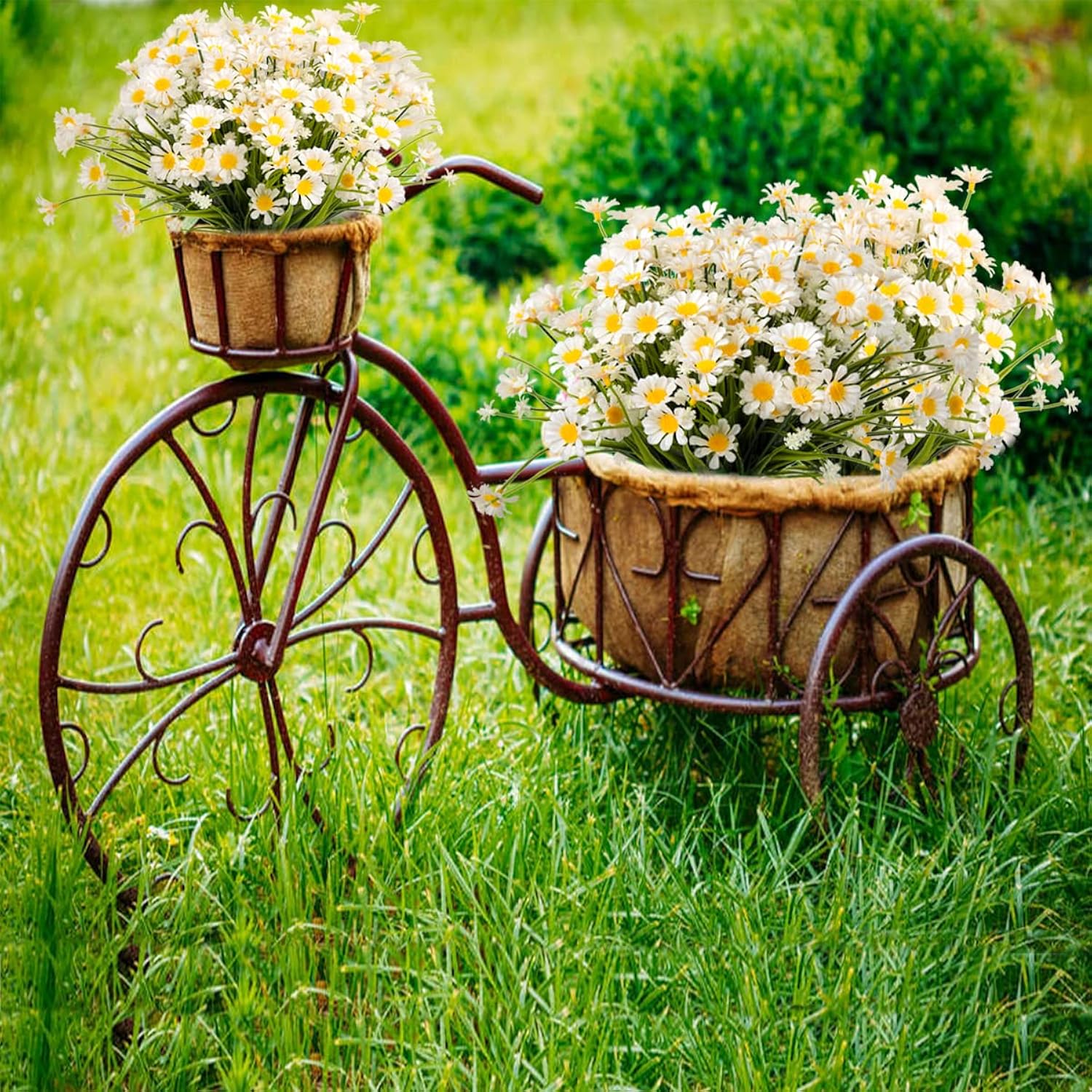 Outdoor Artificial Daisies Flowers,20 Bundles Uv Resistant Fake Flowers Outdoor Faux Plastic Flowers Plants Shrubs For Indoor Outside Decoration(White)