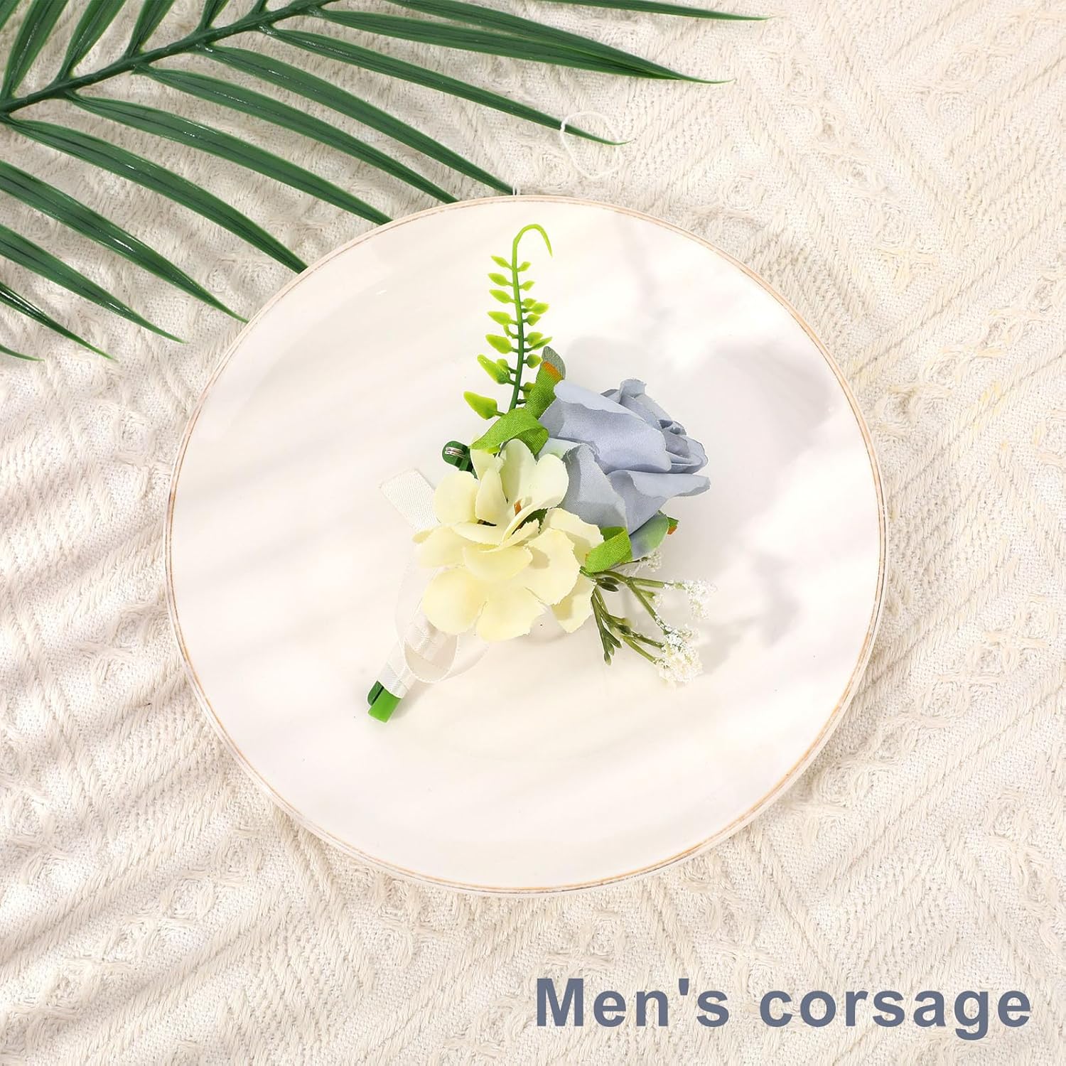Wedding Boutonniere For Men, Rose Flower Buttonholes Artificial Groom Corsage Prom Suit Decoration For Groomsmen (Style 1)