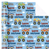 Truck Wrapping Paper - Mini Roll - 17 Inch X 9.8 Feet - Light Blue Happy Birthday Wrapping Paper For Kids Boys, Baby Shower, Car Lover