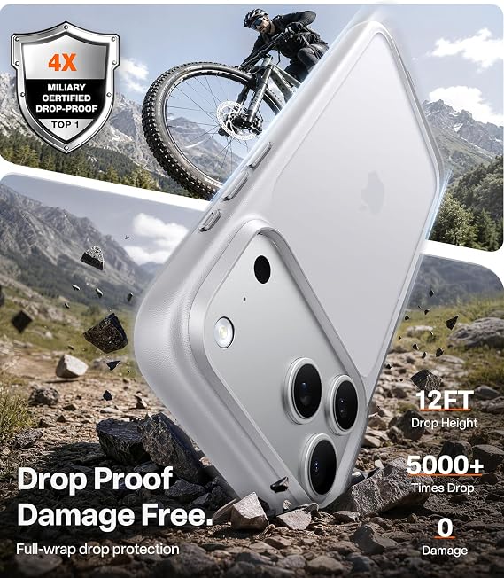 Shockproof Silver Case for iPhone 18 Pro 4X Military Grade Protection Cover