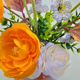 Artificial Flowers With Ceramic Vase, Fake Flowers For Home And Office Decor, Floral Arrangements With Vase Centerpieces, Orange,15.7 Inches, 1 Piece
