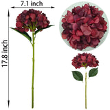 Red Hydrangea Artificial Flowers,6 Pcs Faux Hydrangea Flowers,Artificial Hydrangeas Flowers With Stems,Fake Hydrangeas,Red Silk Flowers With Stems For Home Decor (6, Dark Red)