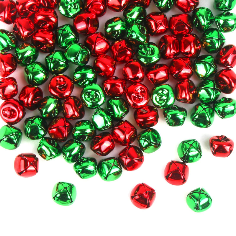 100 Pieces Red Green Jingle Bells 4/5Inch Craft Bell Bulk For Christmas Home A